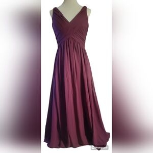 PROM BRIDESMAID WEDDING PAGEANT FULL LENGTH BURGUNDY DRESS SIZE 10
